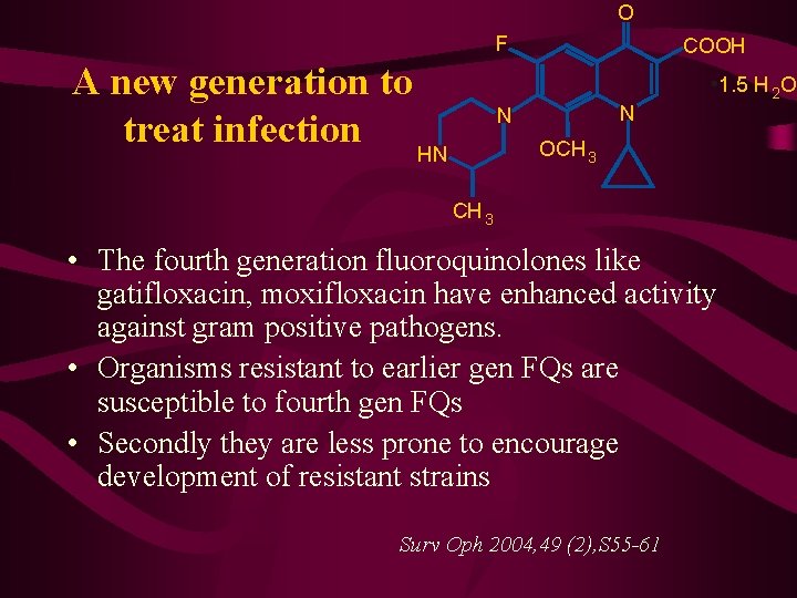 O F A new generation to treat infection HN COOH 1. 5 H 2