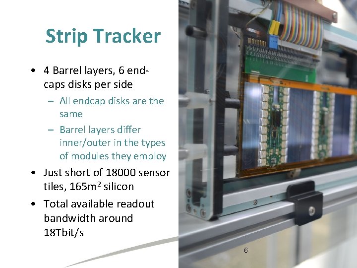 Strip Tracker • 4 Barrel layers, 6 endcaps disks per side – All endcap Strip Tracker • 4 Barrel layers, 6 endcaps disks per side – All endcap