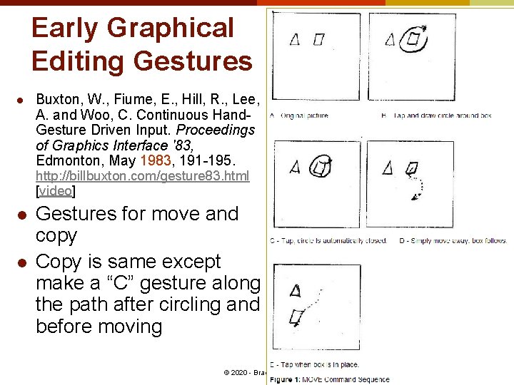 Early Graphical Editing Gestures l Buxton, W. , Fiume, E. , Hill, R. ,