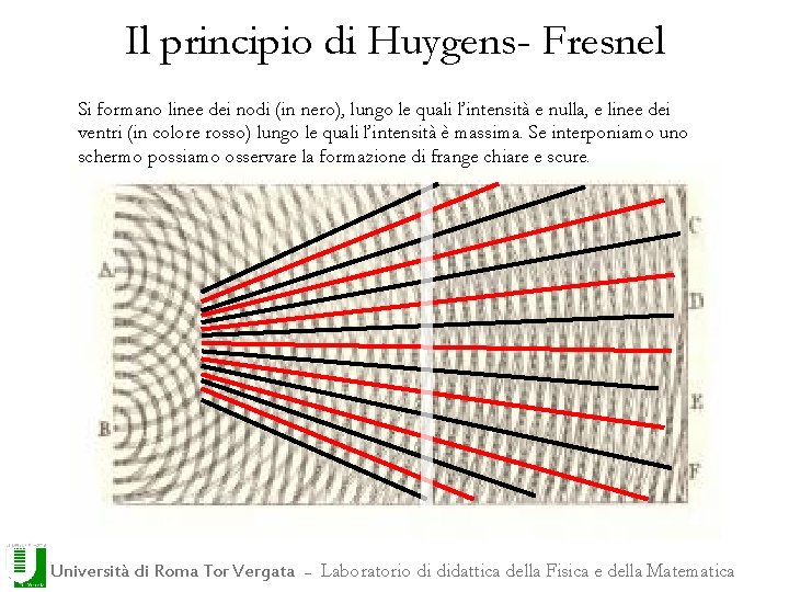 Il principio di Huygens- Fresnel Si formano linee dei nodi (in nero), lungo le