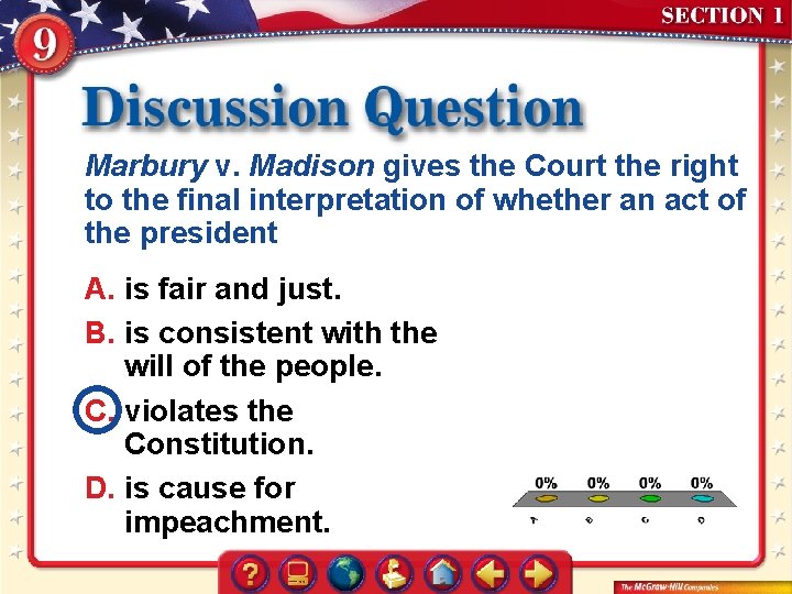 Marbury v. Madison gives the Court the right to the final interpretation of whether