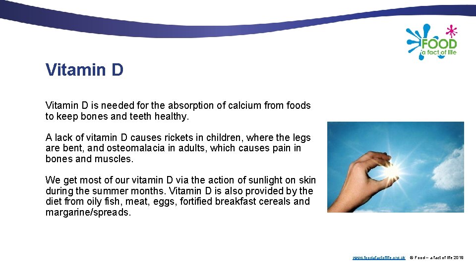 Vitamin D is needed for the absorption of calcium from foods to keep bones