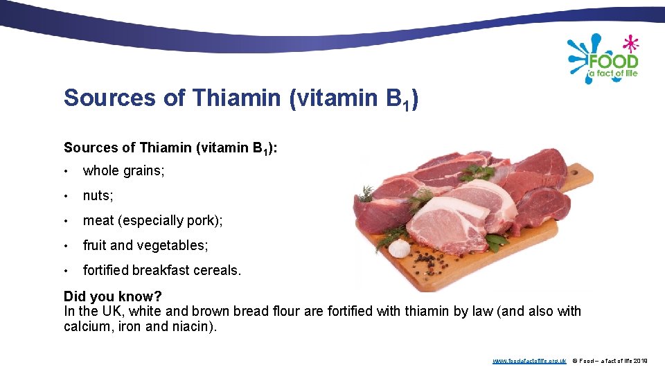 Sources of Thiamin (vitamin B 1): • whole grains; • nuts; • meat (especially