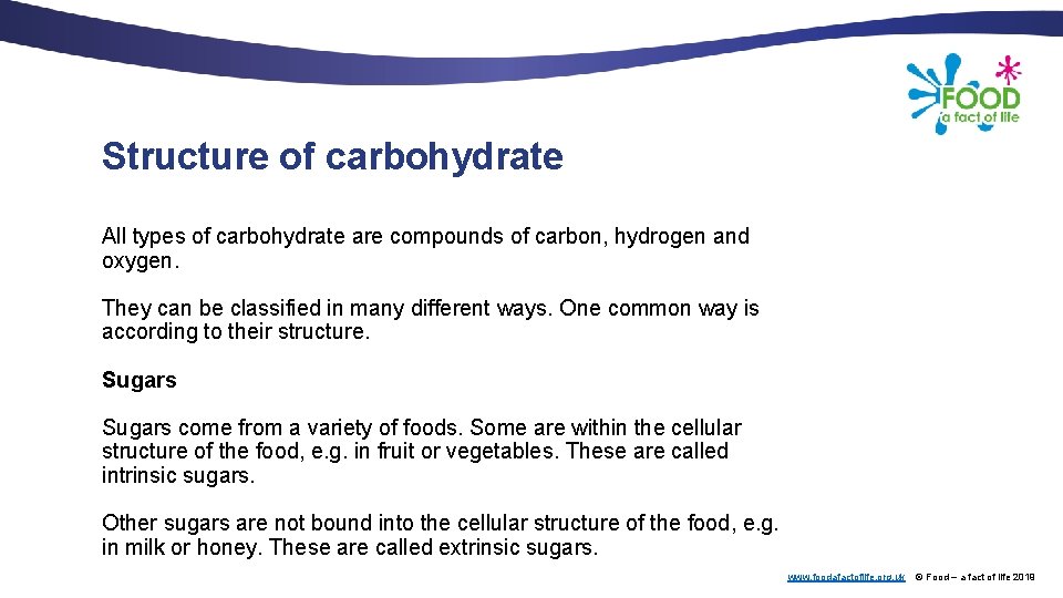 Structure of carbohydrate All types of carbohydrate are compounds of carbon, hydrogen and oxygen.