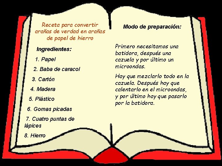 Receta para convertir Receta para… arañas de verdad en arañas de papel de hierro