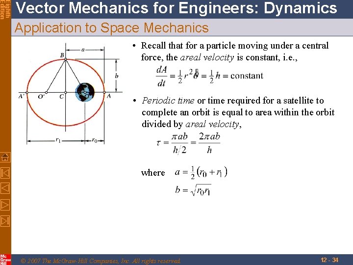Eighth Edition Vector Mechanics for Engineers: Dynamics Application to Space Mechanics • Recall that Eighth Edition Vector Mechanics for Engineers: Dynamics Application to Space Mechanics • Recall that
