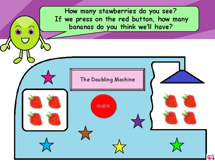 How many stawberries do you see? If we press on the red button, how