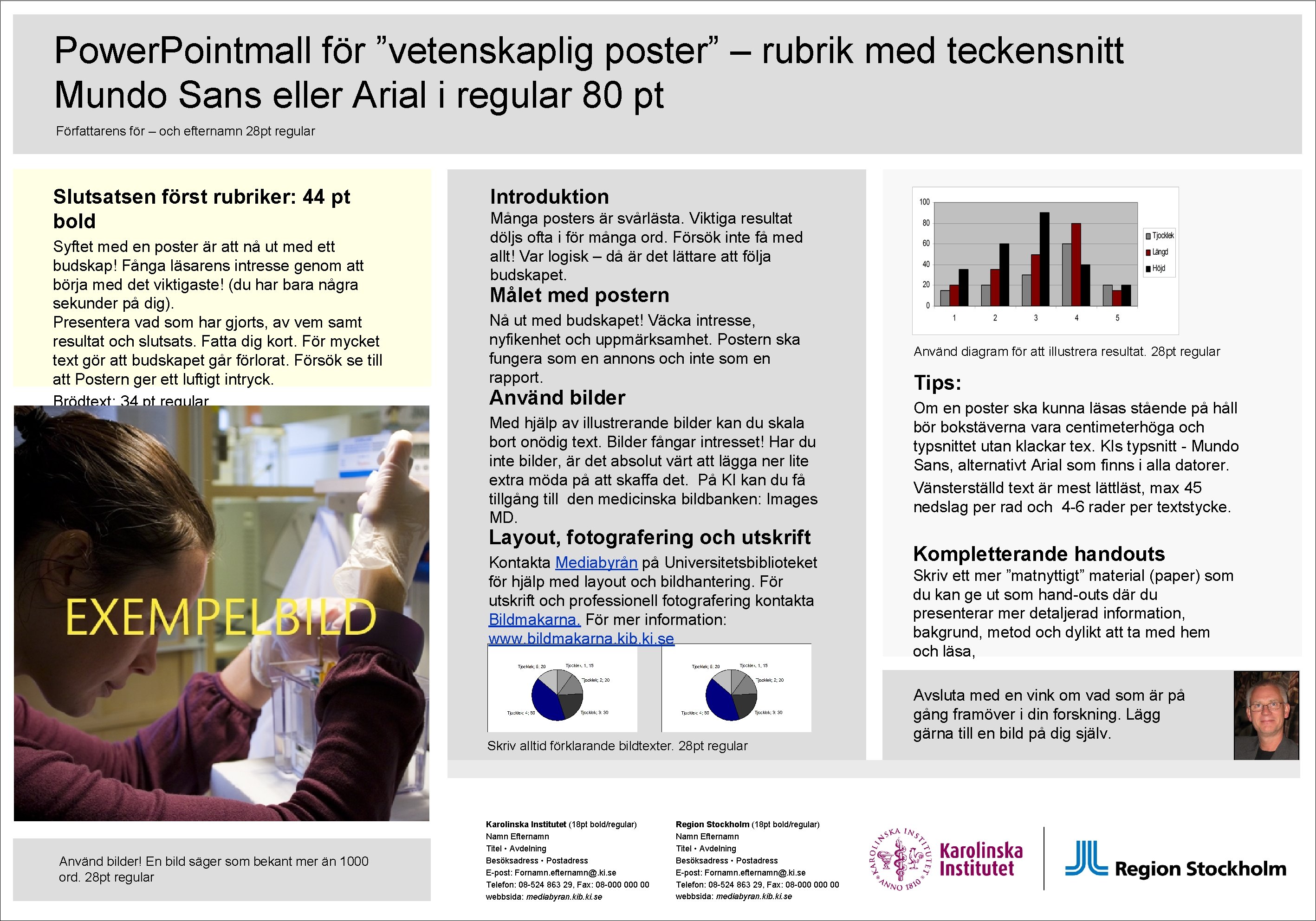 Power. Pointmall för ”vetenskaplig poster” – rubrik med teckensnitt Mundo Sans eller Arial i