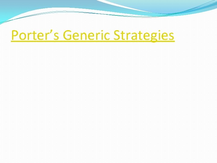 Porter’s Generic Strategies 