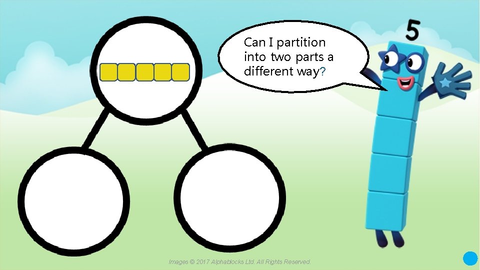 Can I partition into two parts a different way? Images © 2017 Alphablocks Ltd.