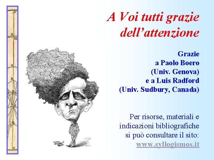 A Voi tutti grazie dell’attenzione Grazie a Paolo Boero (Univ. Genova) e a Luis