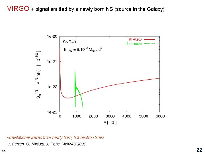 VIRGO + signal emitted by a newly born NS (source in the Galaxy) Gravitational VIRGO + signal emitted by a newly born NS (source in the Galaxy) Gravitational