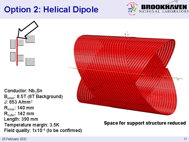 Option 2: Helical Dipole Conductor: Nb 3 Sn Bpeak: 8. 5 T (8 T