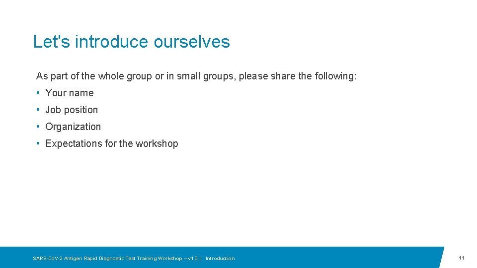 Let's introduce ourselves As part of the whole group or in small groups, please Let's introduce ourselves As part of the whole group or in small groups, please