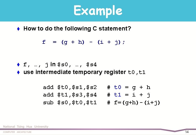 Example t How to do the following C statement? f t t = (g