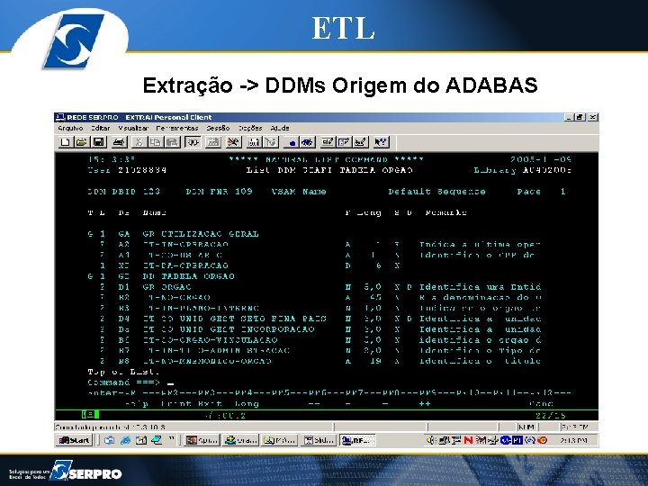 ETL Extração -> DDMs Origem do ADABAS 