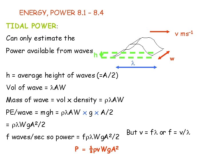 ENERGY, POWER 8. 1 – 8. 4 TIDAL POWER: v ms-1 Can only estimate ENERGY, POWER 8. 1 – 8. 4 TIDAL POWER: v ms-1 Can only estimate