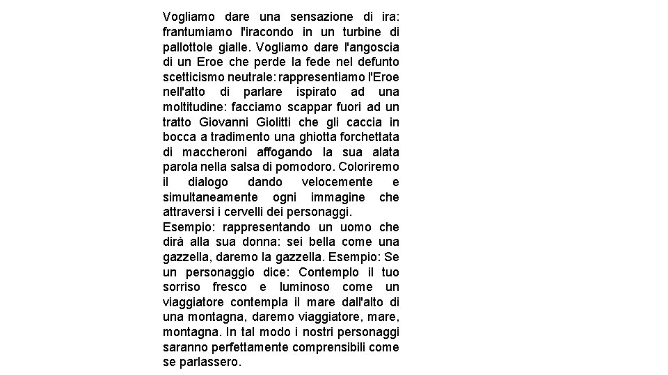 Vogliamo dare una sensazione di ira: frantumiamo l'iracondo in un turbine di pallottole gialle.