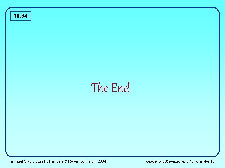 16. 34 The End © Nigel Slack, Stuart Chambers & Robert Johnston, 2004 Operations
