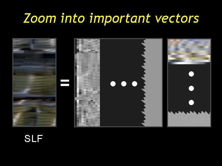 Zoom into important vectors . . . SLF . . . Zoom into important vectors . . . SLF . . .