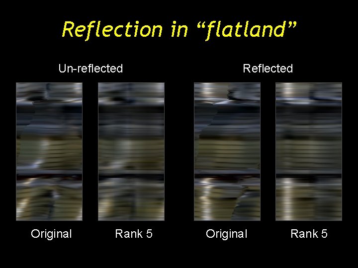 Reflection in “flatland” Un-reflected Original Rank 5 Reflected Original Rank 5 Reflection in “flatland” Un-reflected Original Rank 5 Reflected Original Rank 5