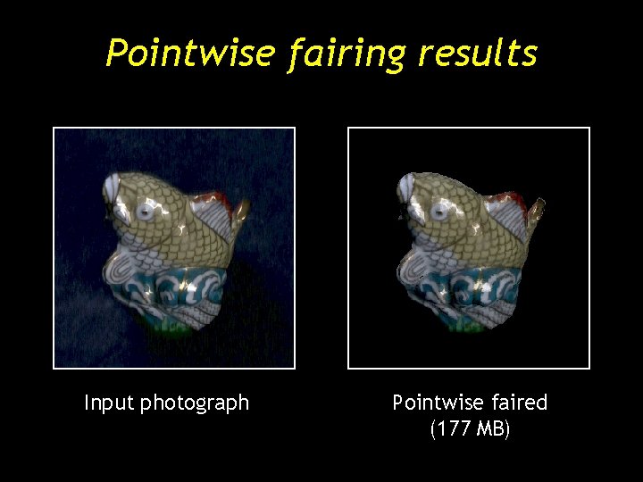 Pointwise fairing results Input photograph Pointwise faired (177 MB) Pointwise fairing results Input photograph Pointwise faired (177 MB)