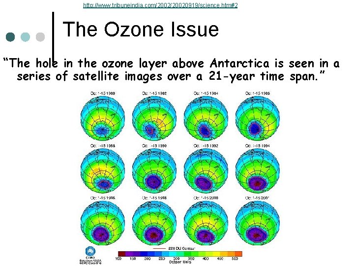 http: //www. tribuneindia. com/20020919/science. htm#2 The Ozone Issue “The hole in the ozone layer