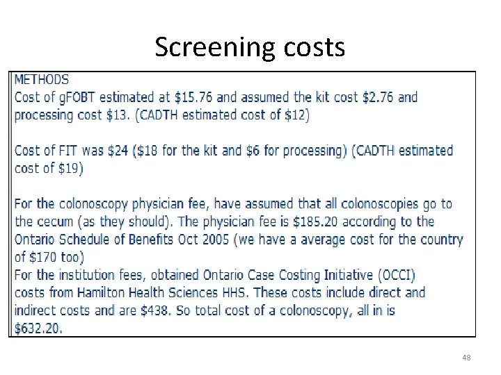 Screening costs 48 