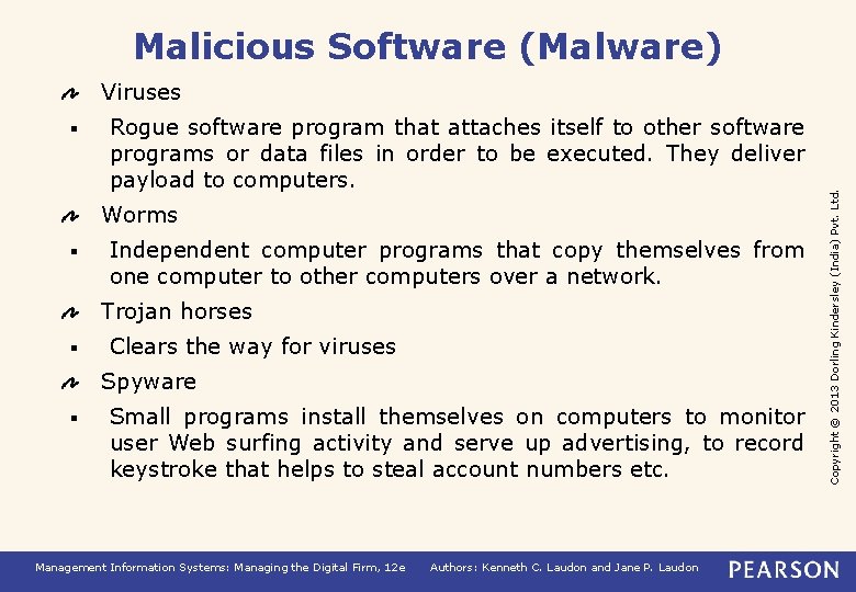 Malicious Software (Malware) § Rogue software program that attaches itself to other software programs