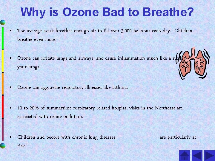 Why is Ozone Bad to Breathe? • The average adult breathes enough air to