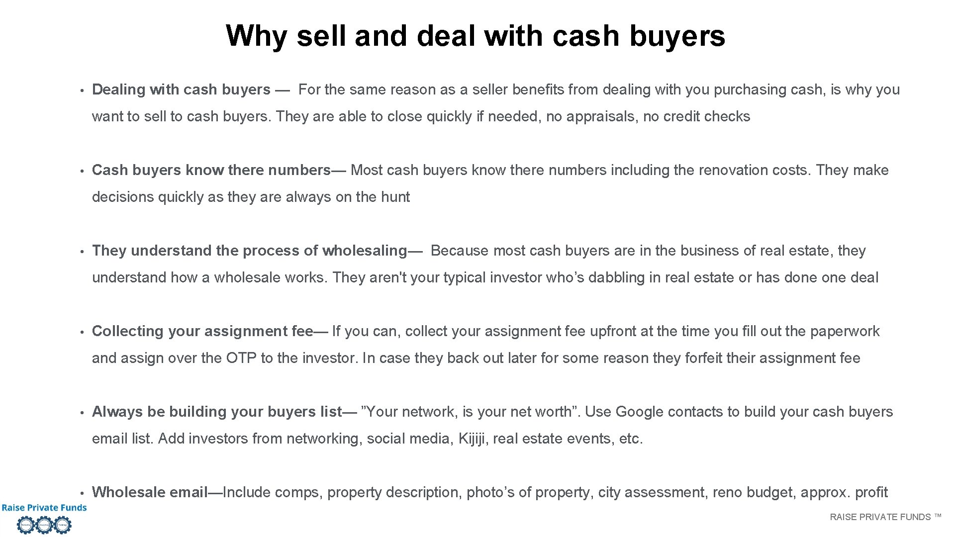 Why sell and deal with cash buyers • Dealing with cash buyers — For Why sell and deal with cash buyers • Dealing with cash buyers — For