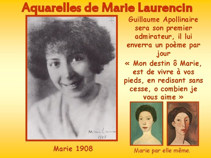 Aquarelles de Marie Laurencin Guillaume Apollinaire sera son premier admirateur, il lui enverra un