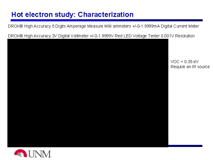 Hot electron study: Characterization DROK® High Accuracy 5 Digits Amperage Measure Milli ammeters +/-0