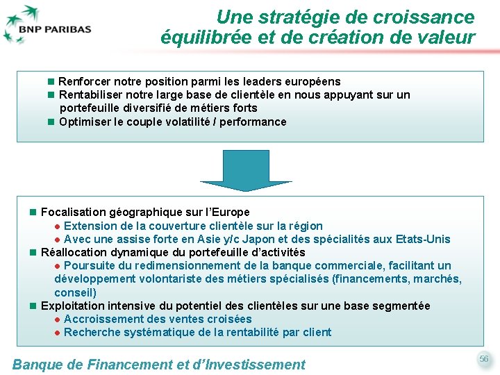 Une stratégie de croissance équilibrée et de création de valeur n Renforcer notre position