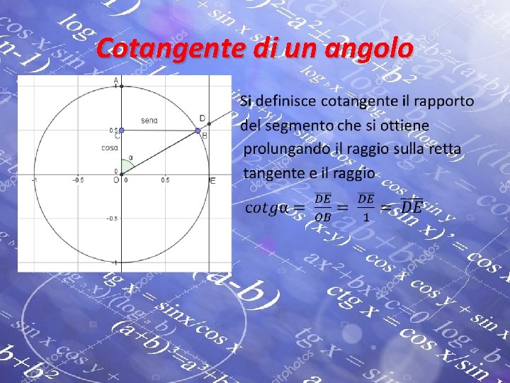  • Cotangente di un angolo 