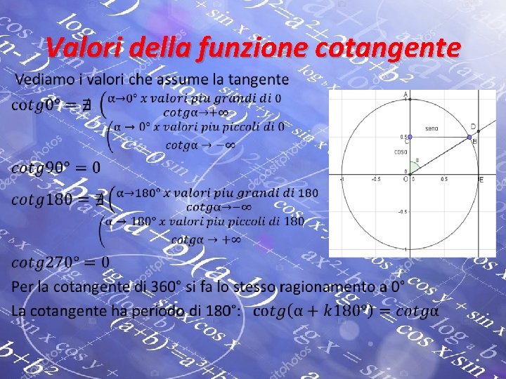 Valori della funzione cotangente • 