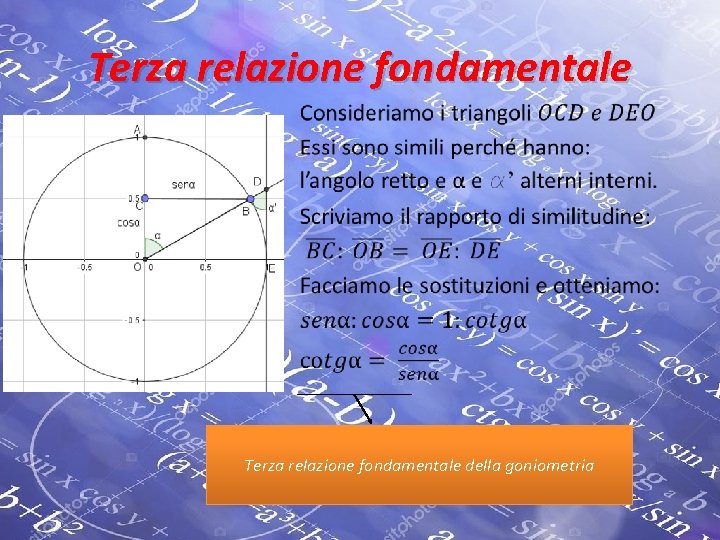 Terza relazione fondamentale • Terza relazione fondamentale della goniometria 