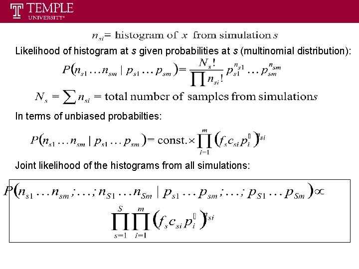 Likelihood of histogram at s given probabilities at s (multinomial distribution): In terms of