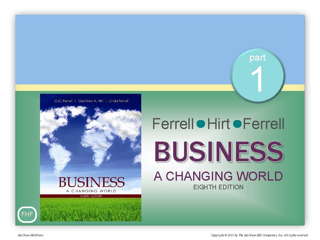 part 1 Ferrell Hirt Ferrell BUSINESS A CHANGING WORLD EIGHTH EDITION FHF Mc. Graw-Hill/Irwin