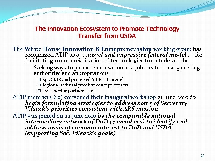The Innovation Ecosystem to Promote Technology Transfer from USDA The White House Innovation &