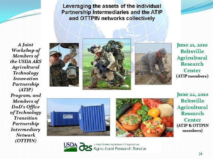A Joint Workshop of Members of the USDA ARS Agricultural Technology Innovation Partnership (ATIP)