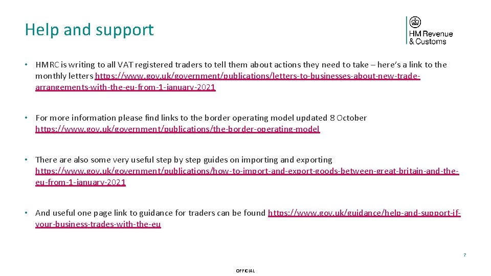 Help and support • HMRC is writing to all VAT registered traders to tell