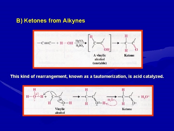 B) Ketones from Alkynes This kind of rearrangement, known as a tautomerization, is acid