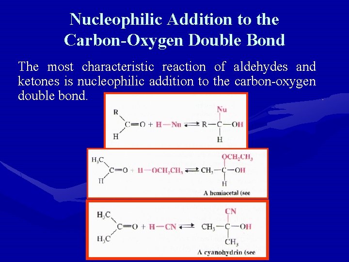 Nucleophilic Addition to the Carbon-Oxygen Double Bond The most characteristic reaction of aldehydes and