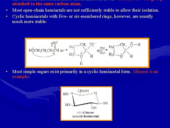 The essential structural features of a hemiacetal are an -OH and an -OR group