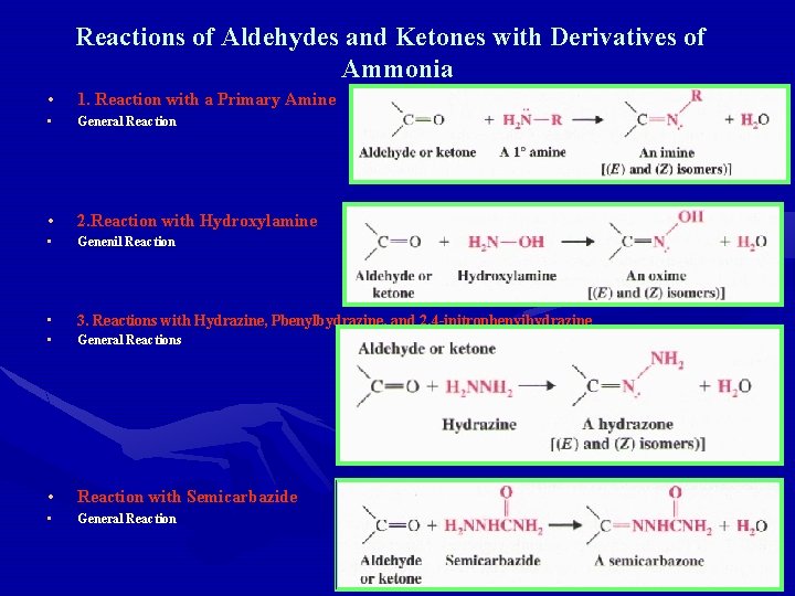 Reactions of Aldehydes and Ketones with Derivatives of Ammonia • 1. Reaction with a