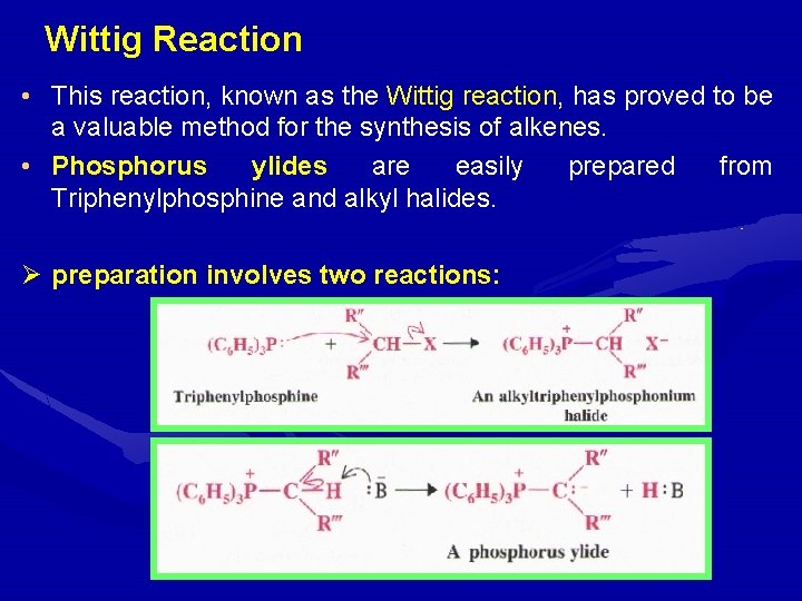 Wittig Reaction • This reaction, known as the Wittig reaction, has proved to be