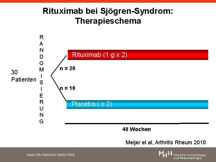 Rituximab bei Sjögren-Syndrom: Therapieschema R A N D O MTX M 30 inadequate I