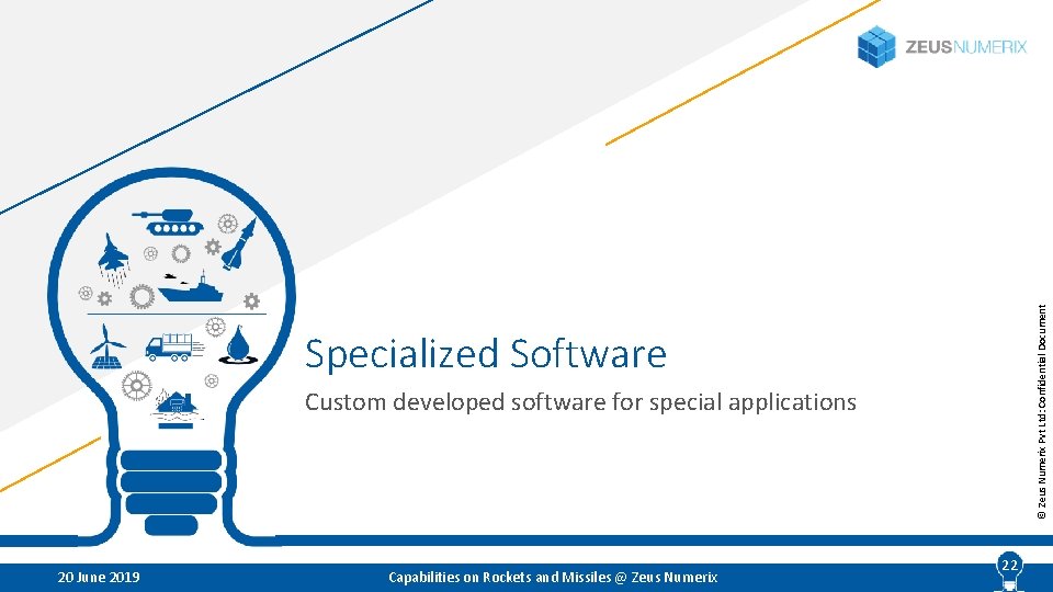 © Zeus Numerix Pvt Ltd: Confidential Document Specialized Software Custom developed software for special