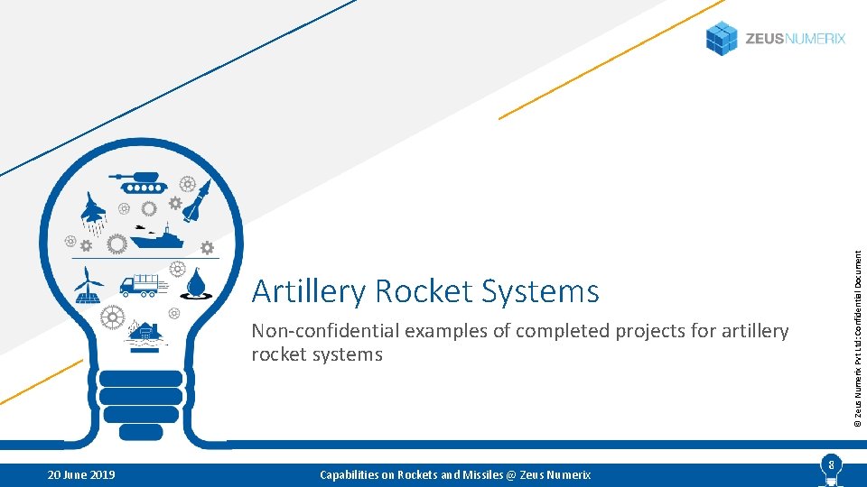 © Zeus Numerix Pvt Ltd: Confidential Document Artillery Rocket Systems Non-confidential examples of completed
